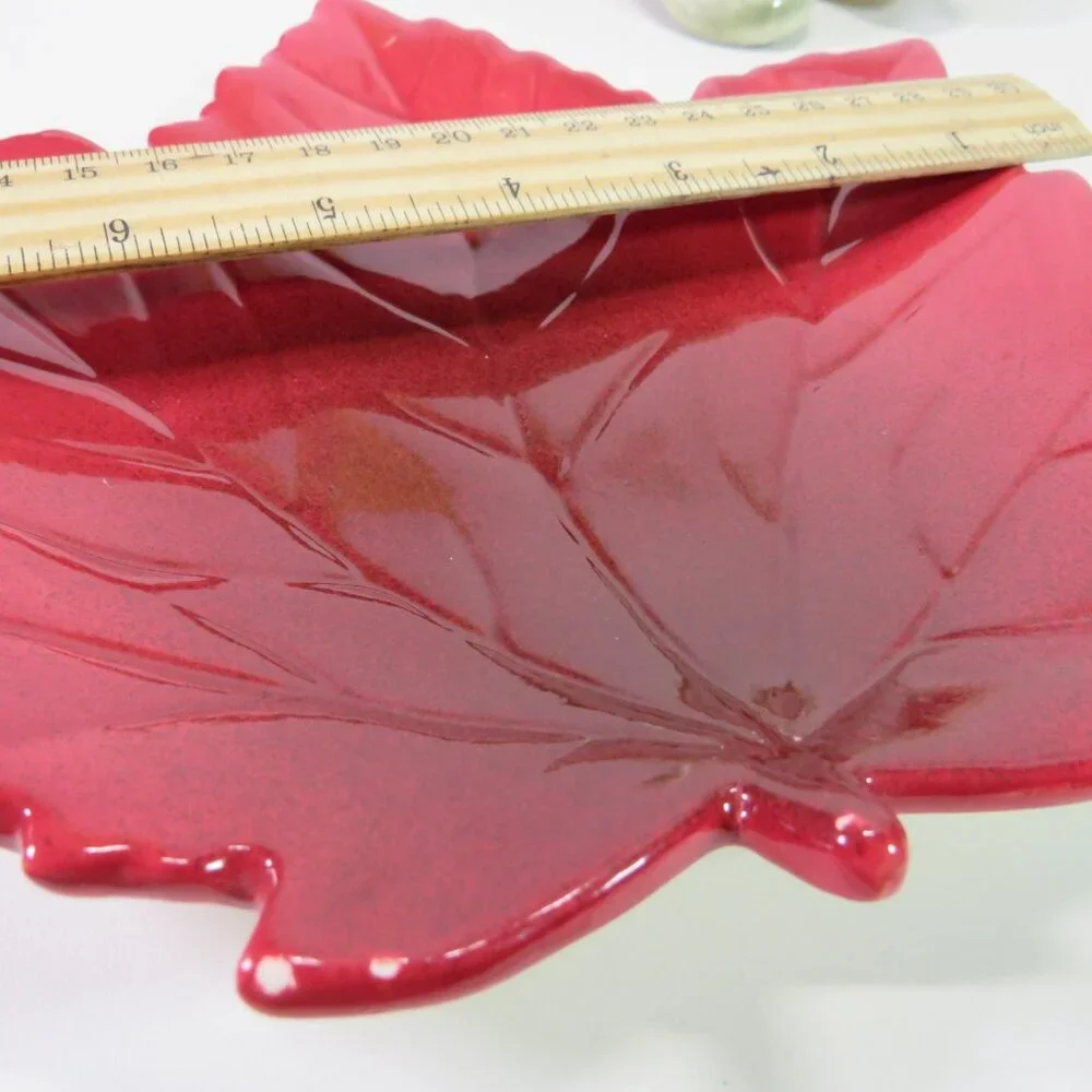 Ceramic (2) Leaf Plates Leaves Trinket Dish Fall Autumn Decor